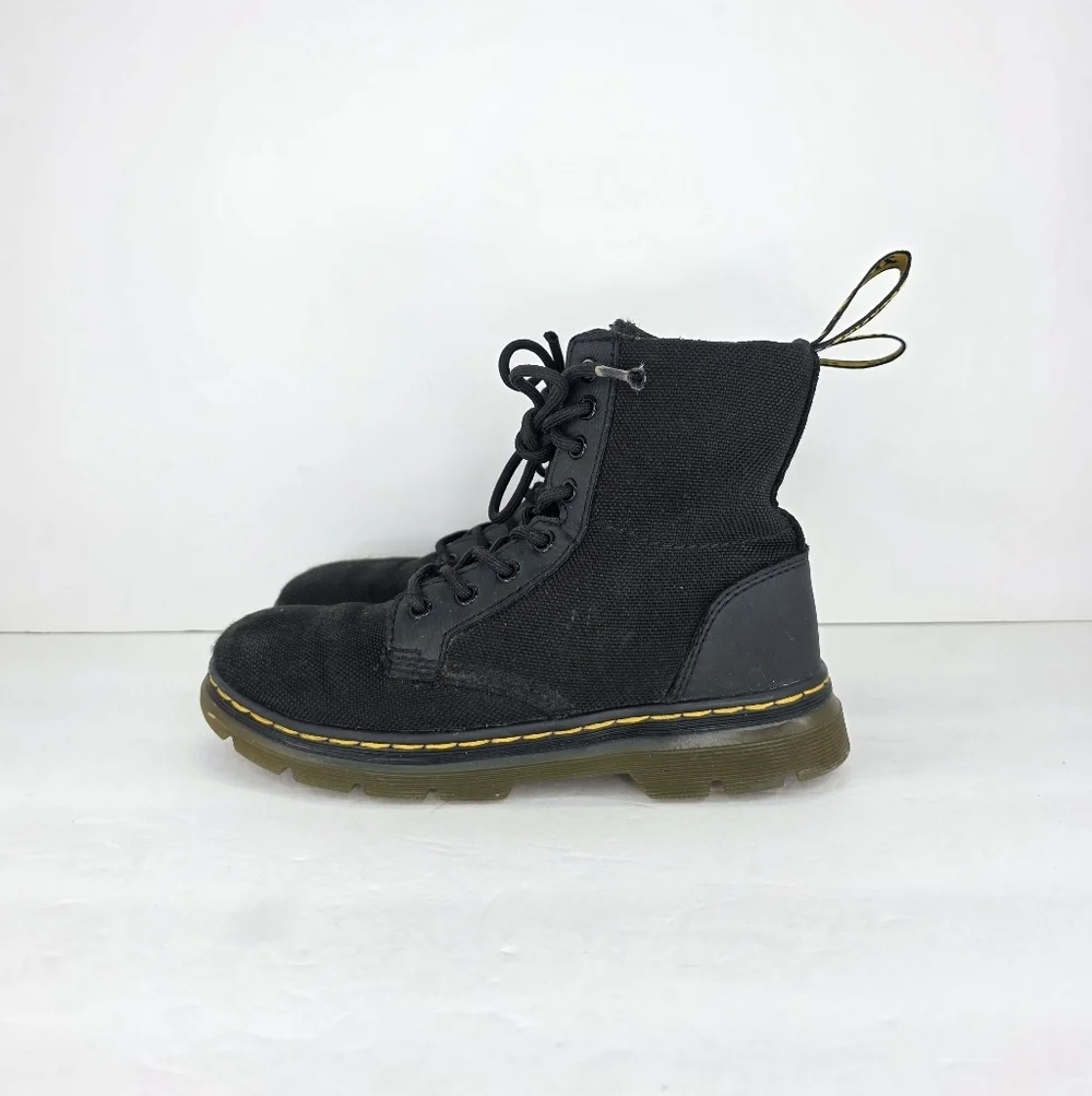 Dr. Martens Junior Comb KIDS Black Tough Poly Combat Ankle Boots Zip Up Size 1